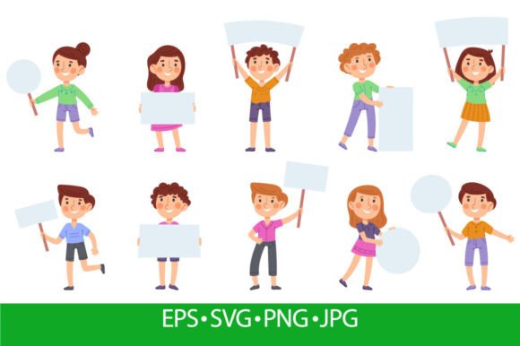 Download Cartoon Kids Hold Banners, Cute Children - Cartoon kids Collection