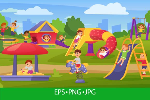 Download Cartoon Kids Playing on Playground - Cartoon kids Collection