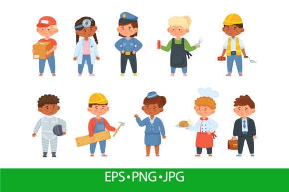 Download Cartoon Kids in Professional Uniform - Cartoon kids Collection