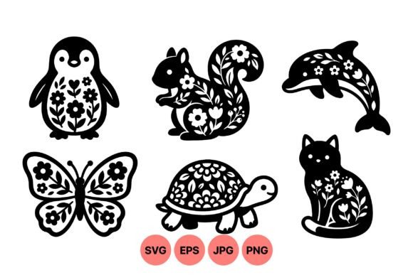 Download Floral Animal Silhouette SVG Art - Premium Resources