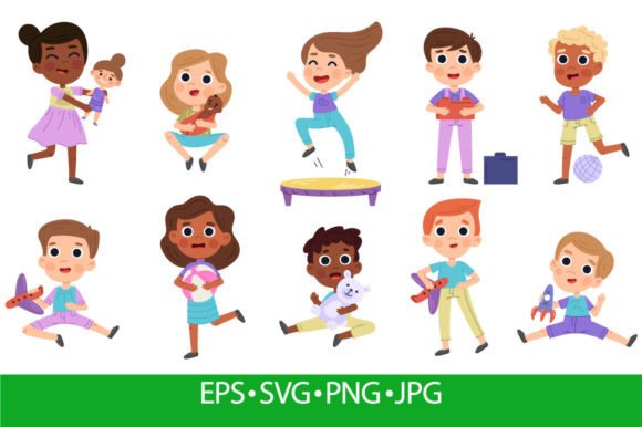 Download Cartoon Kids Play with Toys, Children - Cartoon kids Collection